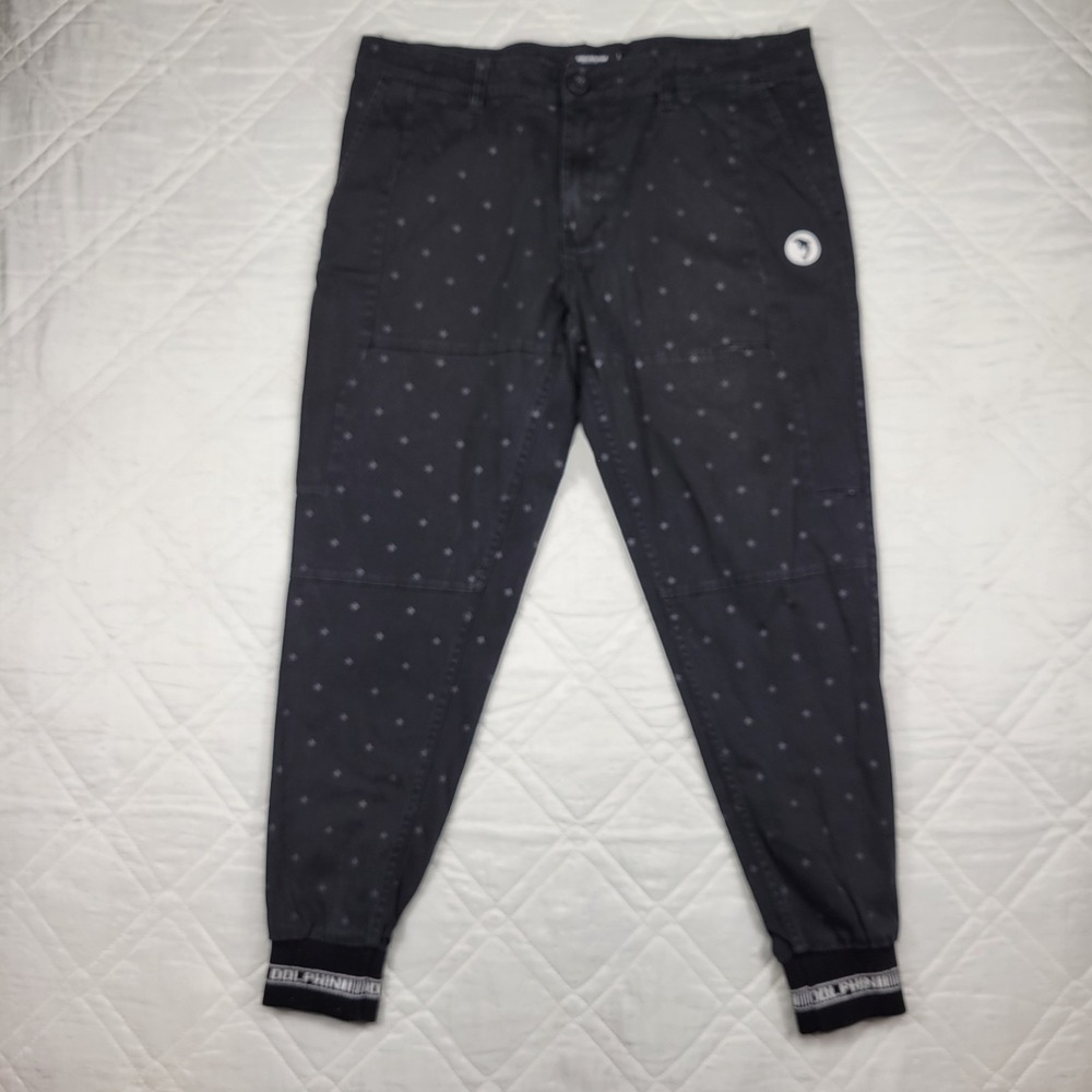 Pink+Dolphin black tapered cuffed jeans‎ size 34
